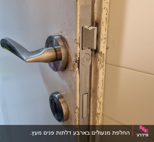מנעול דלת מתכת עם ידית וכיסוי מנעול